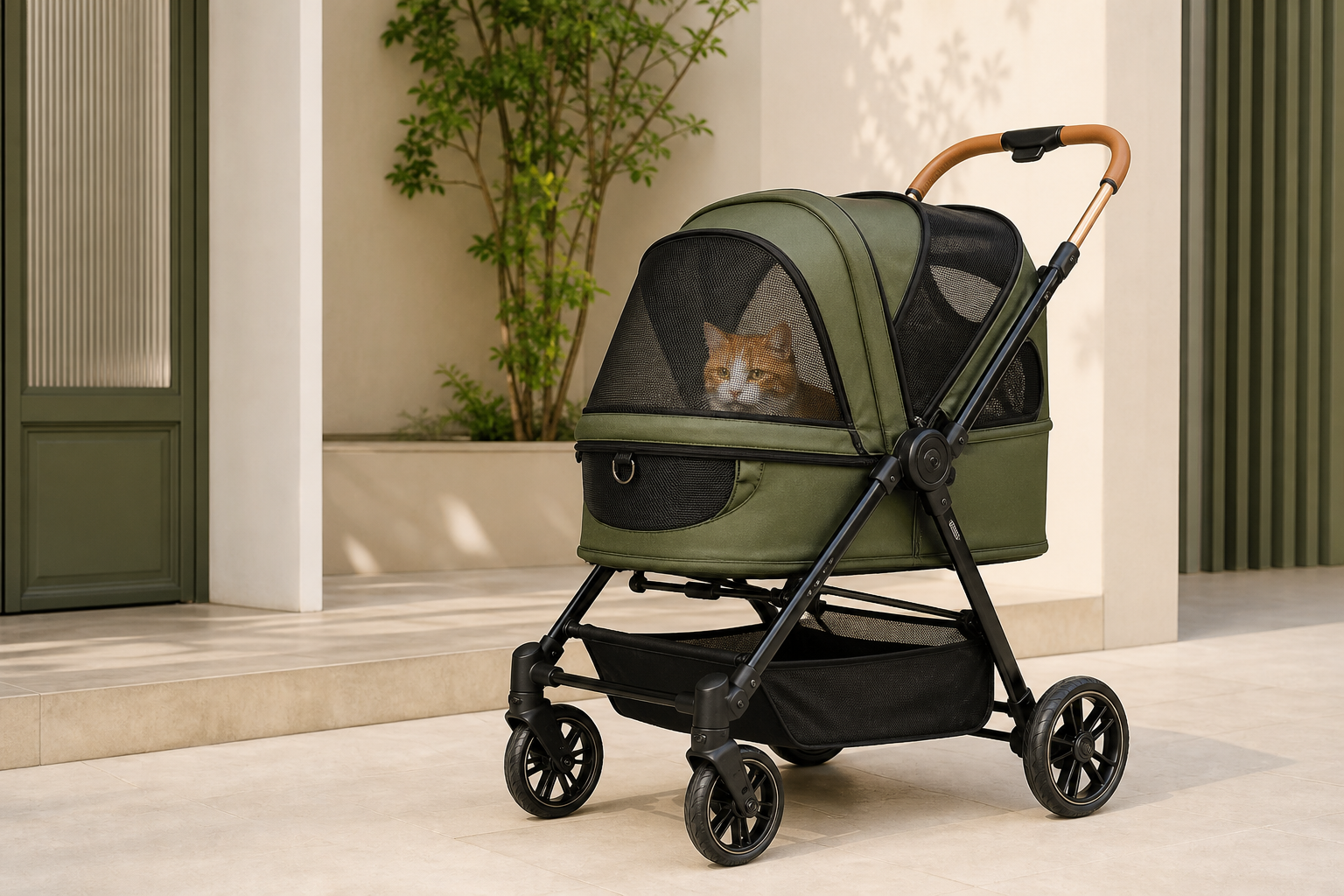 Premium foldable pet stroller for cats and small dogs